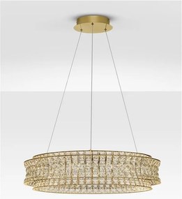 Lustra suspendata LED auriu, cristale sticla CELYSIA 80cm