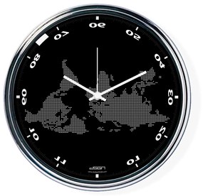 Ceas invers cu o hartă mondială 2 - negru, diametru 32 cm | DSGN