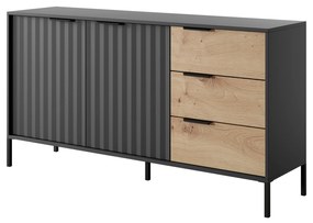 Comoda neagra in decor stejar artisan RAVE 153 2D3S