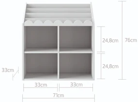 Biblioteca pentru copii BOOK NOOK SNOW 71x76 cm, alba