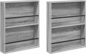 vidaXL Raft pentru reviste cu raft 2 pcs Gri Sonoma 60 x 12 x 70 cm