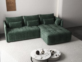 Colțar extensibil dumonde cu ladă de depozitare si sezut confortabil din spuma high-density, Malta Euphoria Green 235x185 cm