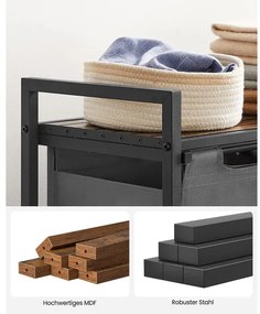 Cos De Rufe Cu 2 Compartimente, Maro Rustic Si Gri, 73 X 33 X 72 Cm