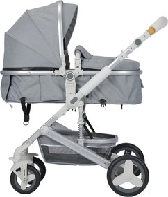 Carucior nou nascuti 3 in 1 NOVOKIDS™ 5300, Cu geanta bebe, Cadru Aluminiu, Amortizoare, Roti din cauciuc plin AVE, Landou, Scoica auto, Spatar