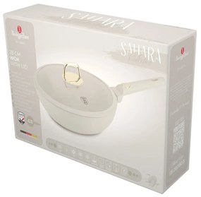 Tigaie wok cu capac 28 cm, 3,2L Sahara Berlinger Haus BH 8064, antiaderenta, crem