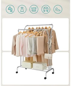 Cuier mobil LINEA, argintiu