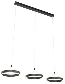 Lampă suspendată neagră dreptunghiulară incluzând LED cu dimmer în 3 trepte cu 3 lumini - Lyani
