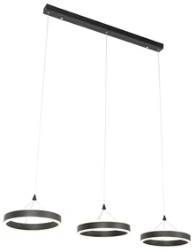 Lampă suspendată neagră dreptunghiulară incluzând LED cu dimmer în 3 trepte cu 3 lumini - Lyani