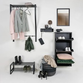 Cuier de perete negru cu raft din metal 75 cm Carve – Spinder Design