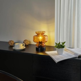 Lampă de masă retro neagră cu sticlă portocalie - Denise