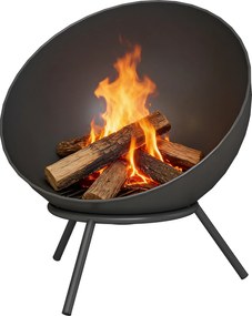 Outsunny Bol pentru foc 60 x 53 x 66cm reglabil focar cu cârlig grilaj pentru cărbuni suport Negru | Aosom Romania