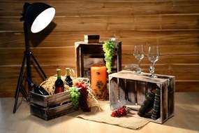 Set 3 cutii din lemn VINTAGE DIVERO maro - 44 x 28 x 19 cm