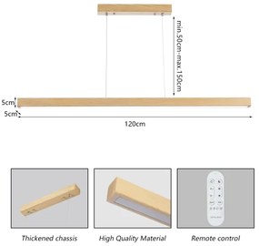 Brilagi - Lustru LED dimabil pe cablu OAK SMART LED/30W/230V Wi-Fi Tuya stejar+telecomandă