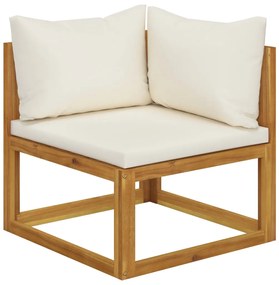 3057657  5 Piece Garden Lounge Set with Cushion Cream Solid Acacia Wood  (311857+311859+311863) Crem, colt + 3x mijloc + masa, 1