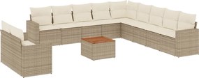 vidaXL Set canapele de grădină cu perne, 12 piese, bej, poliratan