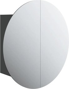 vidaXL Dulap de baie cu oglindă rotundă și LED, negru, 47x47x17,5 cm