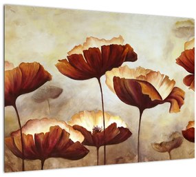 Tablou pe sticlă flori roșii (70x50 cm)