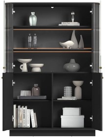 Vitrină Vesper 60 cm cu mânere aurii - negru