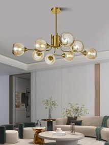 Lustra model N6802-8 – 8 abajururi elegante, finisaj auriu