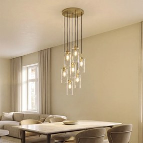 Lampă suspendată Art Deco aurie cu sticlă 7 lumini - Laura