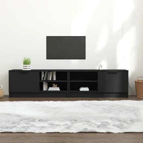 Comoda TV, 2 buc., negru, 80x35x36,5 cm, lemn prelucrat 2, Negru