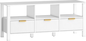 HOMCOM Comodă TV modernă cu 3 sertare şi 3 poliţe deschise pentru televizoare 109,2-139,7 cm 120x39,5x50 cm Alb | Aosom Romania