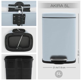 Spirella coș de gunoi cu pedală Akira 5 l,albastru mat gheață