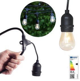 Ghirlanda luminoasa decorativa impermeabila, cu 15 becuri LED soclu E27, 14,6 m, alb cald