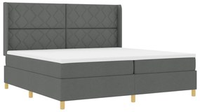 vidaXL Pat cu saltea cu arcuri , gri închis, 200 x 200 cm, țesătură