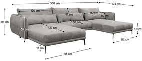 Set universal canapea, culoare gri, LILAH U UNI