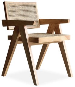 Scaun de bucatarie aspect lemn cu cotiera in stil japandi - 1 buc. Deprimo 77133316638 by Deprimo