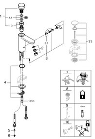 GROHE 36317000 - Baterie pentru lavoar cu închidere automată EUROSMART COSMOPOLITAN T, crom