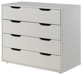 Comodă cu 4 sertare din colecția Pino, din MDF lăcuit alb – Vipack