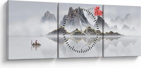 Tablou - Munții în ceață (cu ceas) (90x30 cm)