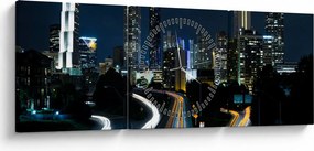 Tabloul metropolei nocturne (cu ceas) (90x30 cm)