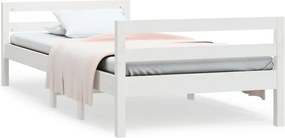 vidaXL Cadru de pat fără saltea, alb, 90x200 cm, lemn masiv pin