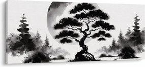 Tablou – Bonsai alb-negru (120x50 cm)