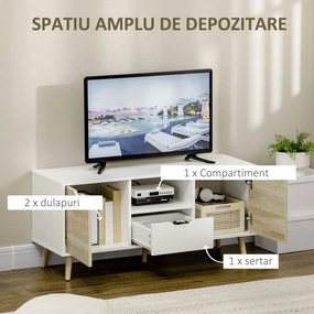 Comoda pentru TV de pana la 50 inch HOMCOM cu dulapuri si sertare, natural | Aosom Romania