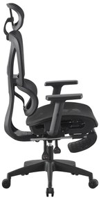 RIGACHAIR PRO Scaun ergonomic, sezut translatie, cotiere 2D, tetiera 2D, recliner 155°, suport picioare, Full Mesh, Negru