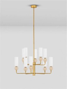 Candelabru cu 10 brate, Metal, Auriu, Travertin, Sticla, FILOMENA