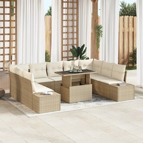 vidaXL Set de canapele de grădină cu 10 piese și perne bej din rattan sintetic