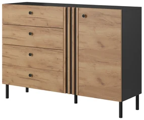 Comodă Dalde D4S (Stejar craft auriu + antracit). 1071345