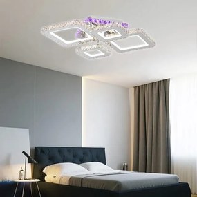 Lustra LED Cu Telecomanda, Elit's Cristal, Cromat , 140W, RGB,