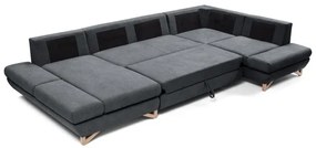 Colțar extensibil tapițat cu spațiu de depozitare, în formă de U AVESTA, antracit