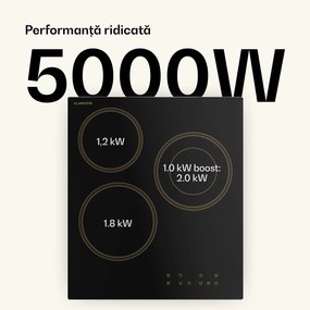 Klarstein Victoria plită vitroceramică, 3 zone, Elegant, atemporal, 5000 W, 45 cm