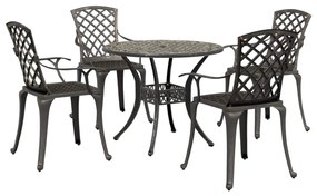 vidaXL Set mobilier de grădină, 5 piese, bronz, aluminiu turnat