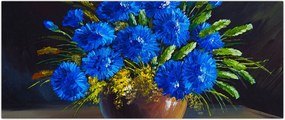 Tablou - Flori albastre în vază (120x50 cm)