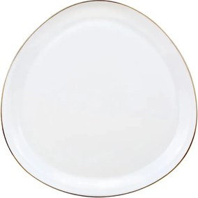 Set de masă Kinghoff KH 2036, 18 piese, pentru 6 persoane, sticlă opală, margine aurie, alb