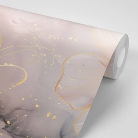 Tapet flori elegante cu atingere de roz-auriu