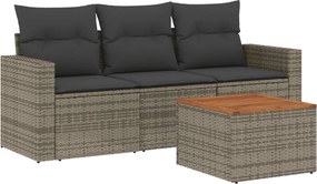 vidaXL Set canapea de grădină cu perne, 4 piese, gri, poliratan